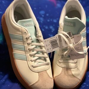 Adidas White and Light Blue Casual Shoes